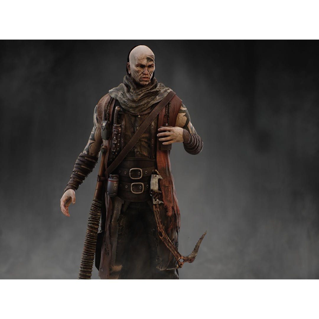 Post Apocalyptic Man 3D Model – Low Poly Rigged Character, FBX, PBR - View 6