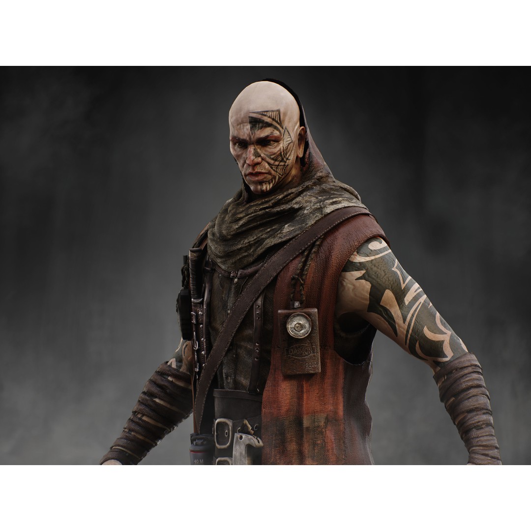 Post Apocalyptic Man 3D Model – Low Poly Rigged Character, FBX, PBR - View 9