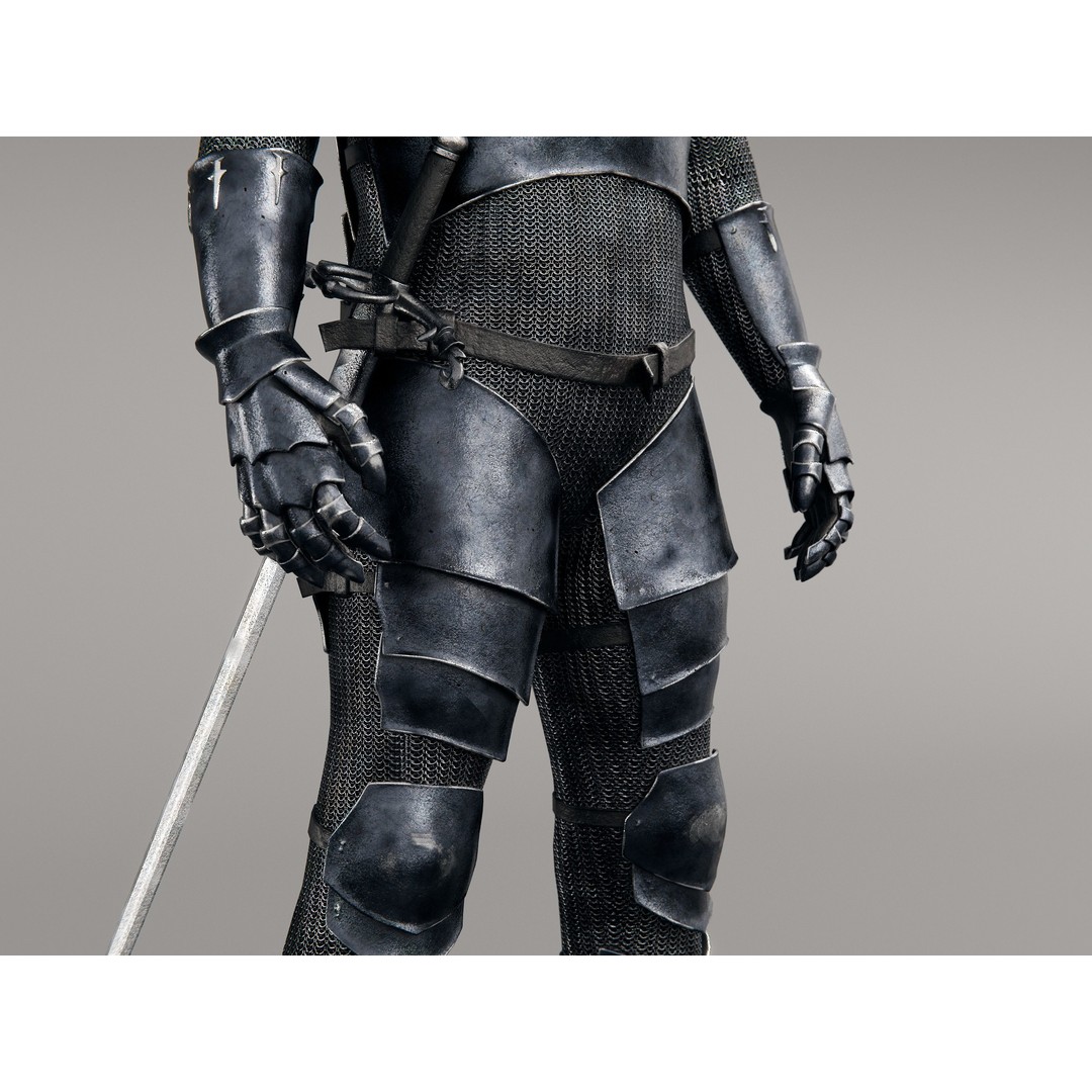Grim Knight 3D Model – Rigged Fantasy Character with PBR Textures