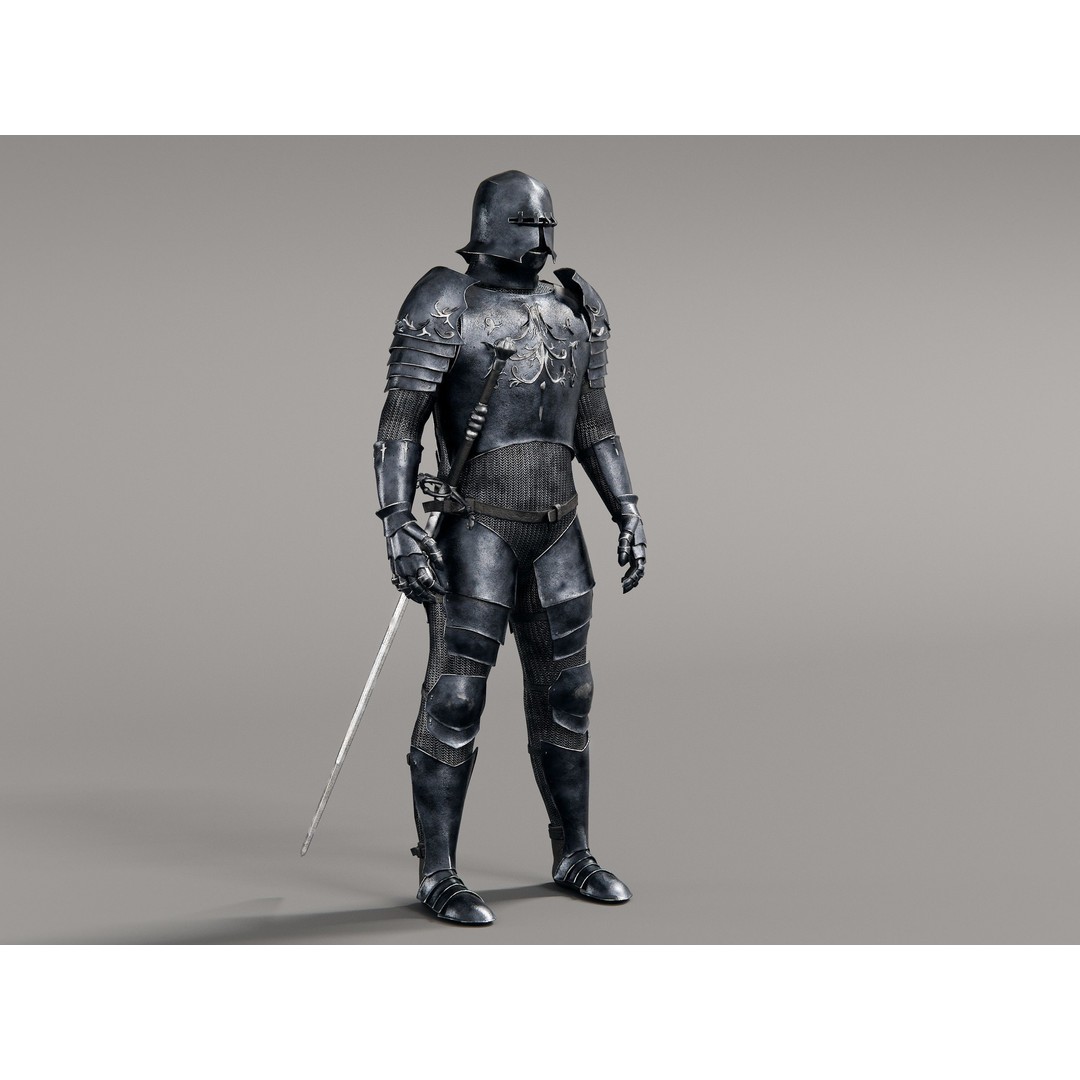 Grim Knight 3D Model – Rigged Fantasy Character with PBR Textures - View 12