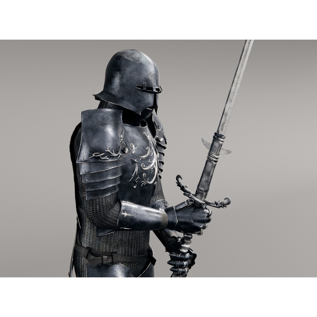 Grim Knight 3D Model – Rigged Fantasy Character with PBR Textures - View 15