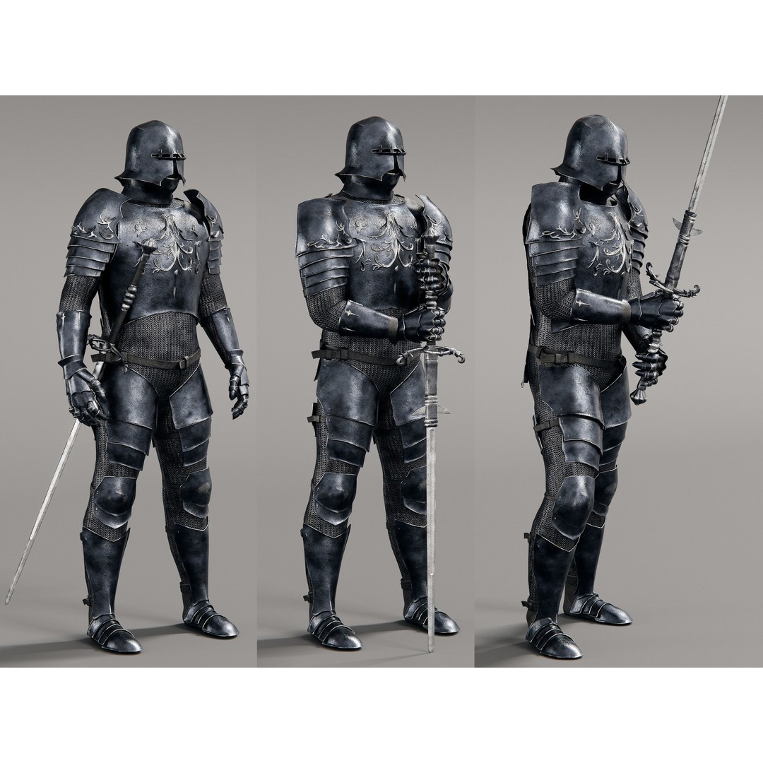 Grim Knight 3D Model – Rigged Fantasy Character with PBR Textures - View 3