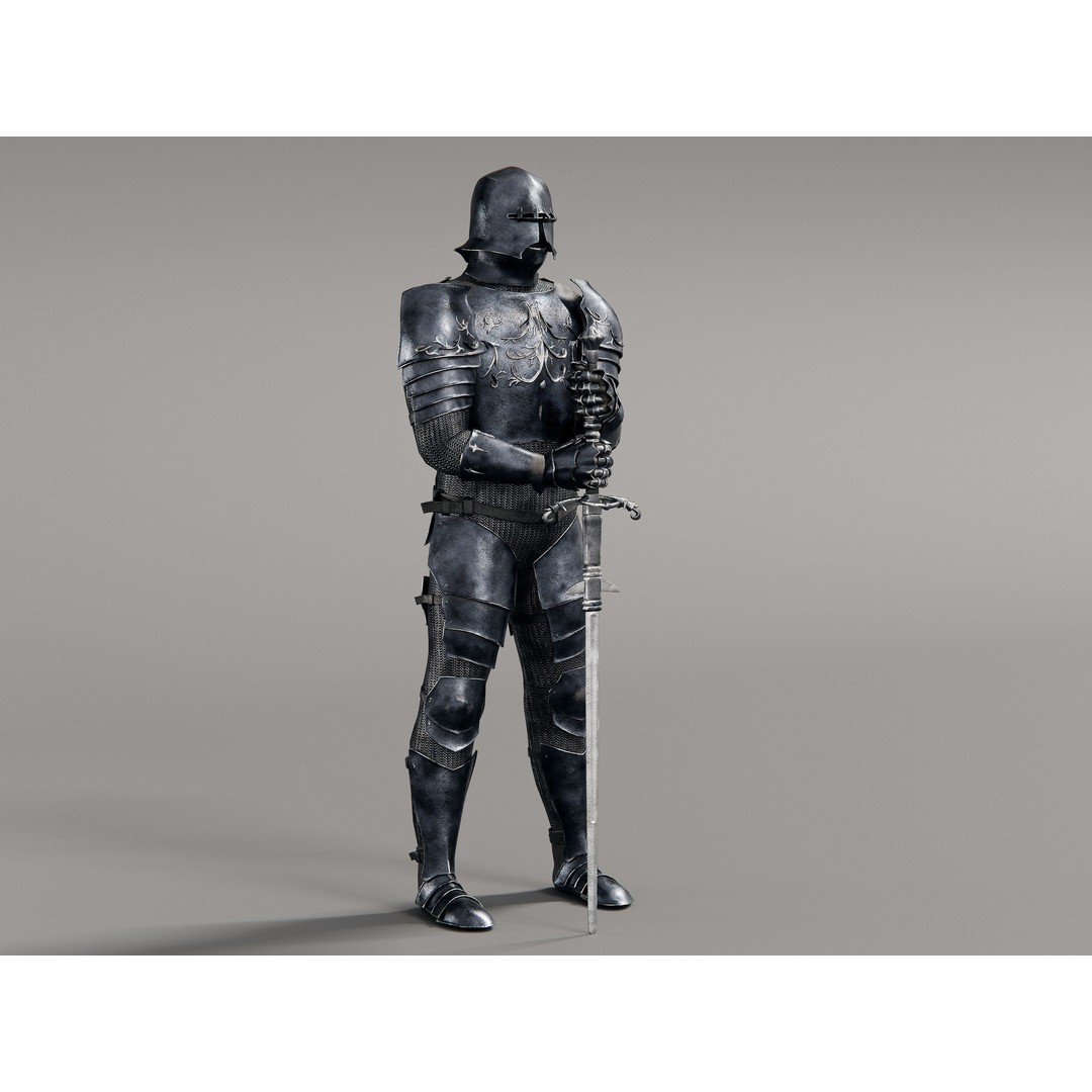 Grim Knight 3D Model – Rigged Fantasy Character with PBR Textures - View 4