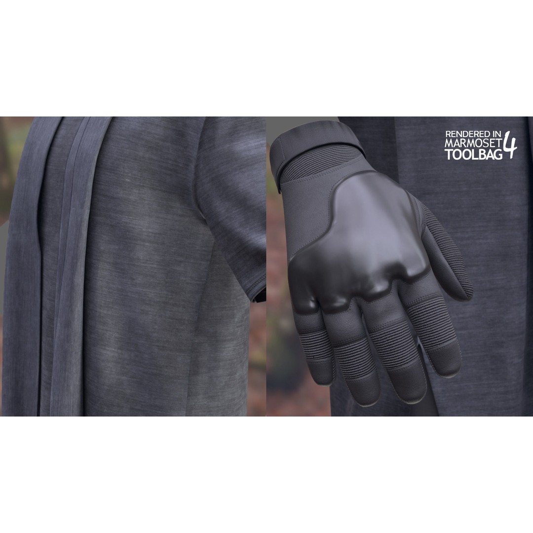 Male Warrior Outfit 3D Model – Low Poly Rigged Character, FBX, Blender - View 15