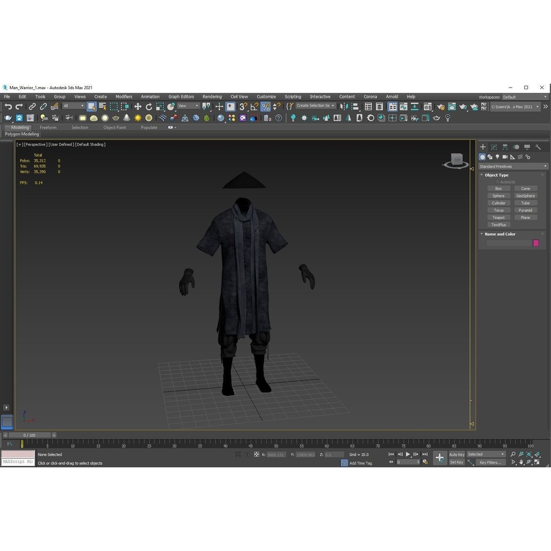 Male Warrior Outfit 3D Model – Low Poly Rigged Character, FBX, Blender - View 5