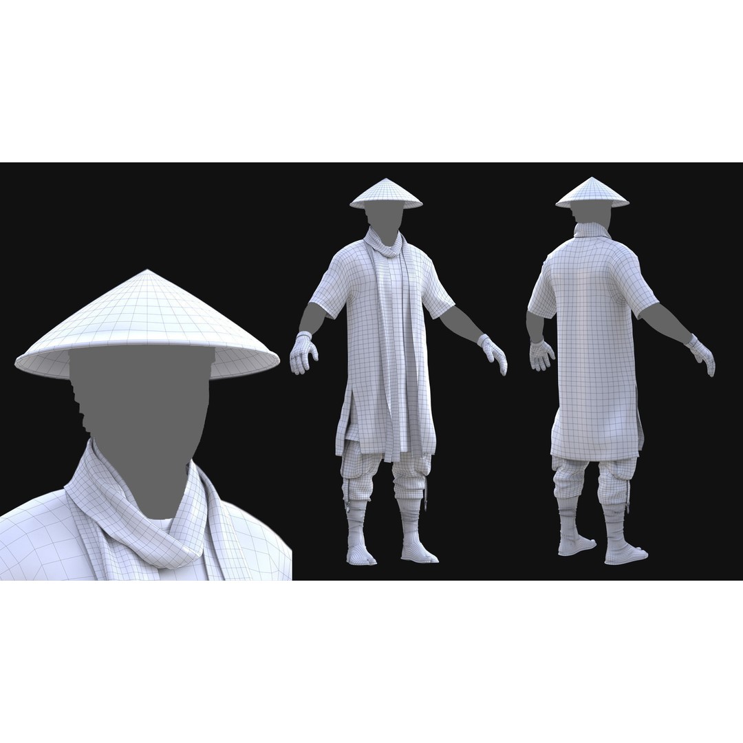 Male Warrior Outfit 3D Model – Low Poly Rigged Character, FBX, Blender - View 8