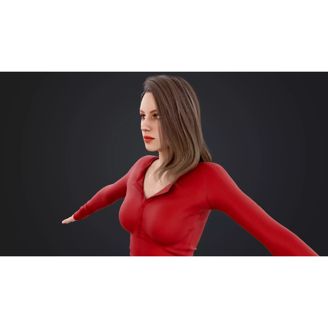Women 3D Model – Low Poly Casual Character with Rigging, FBX - View 13