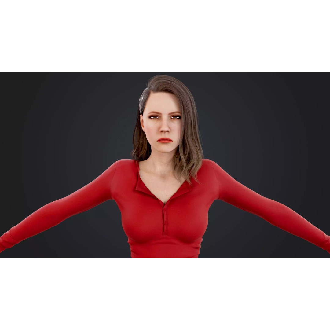 Women 3D Model – Low Poly Casual Character with Rigging, FBX - View 19