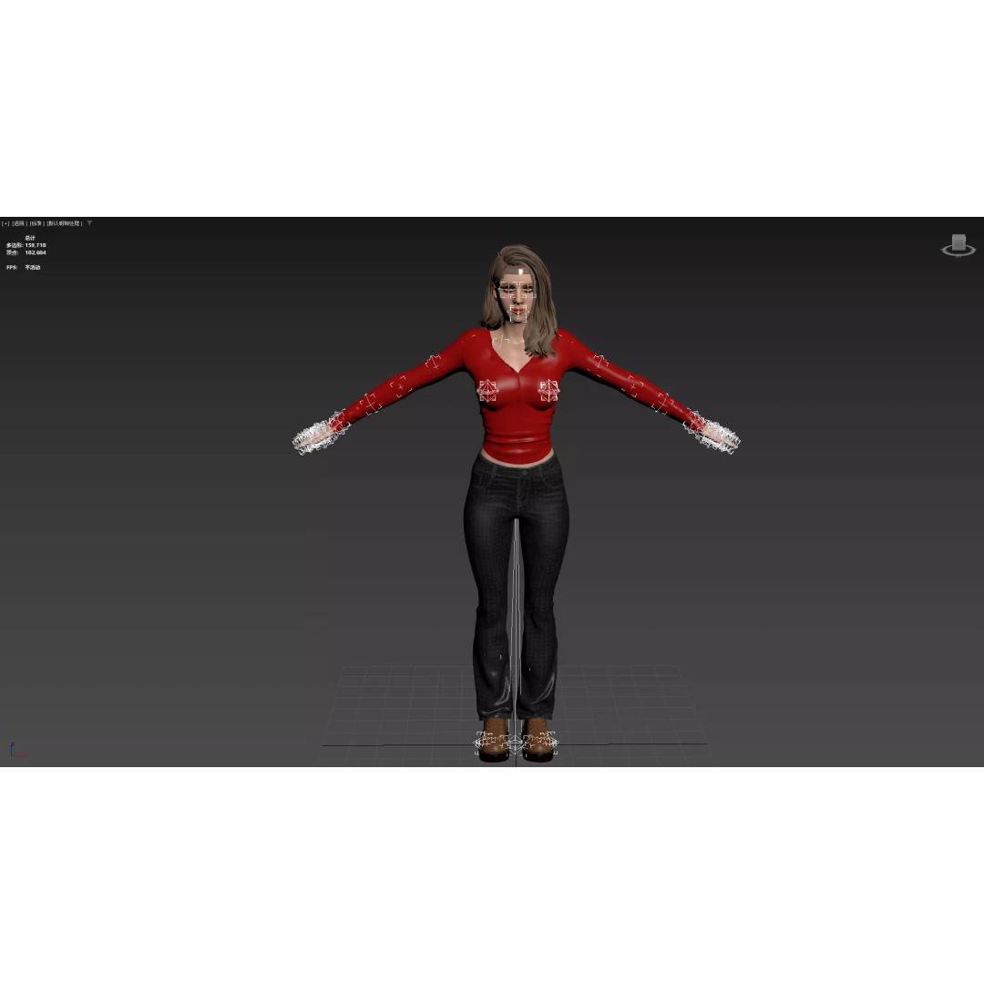 Women 3D Model – Low Poly Casual Character with Rigging, FBX - View 28