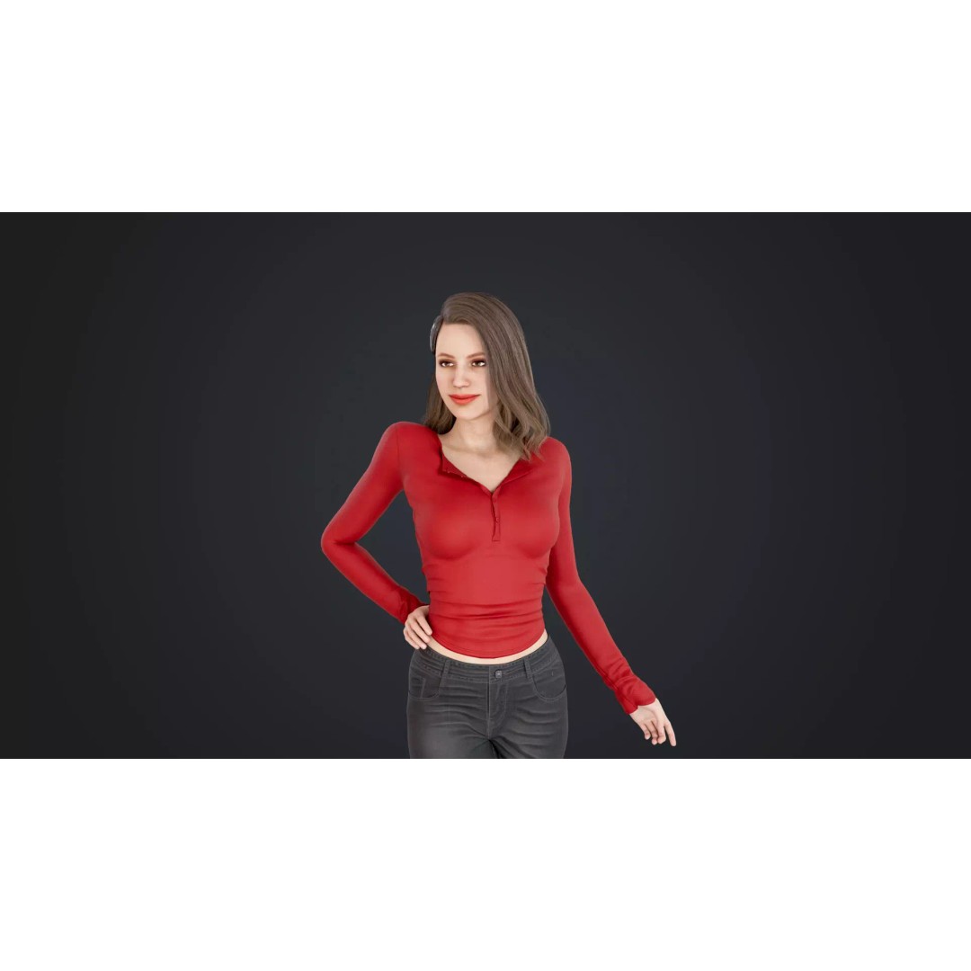 Women 3D Model – Low Poly Casual Character with Rigging, FBX - View 5