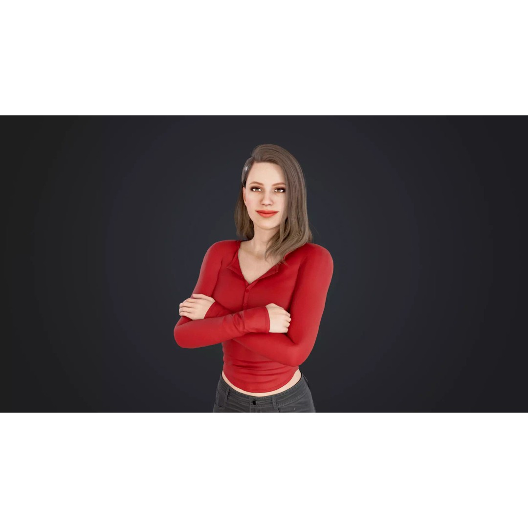 Women 3D Model – Low Poly Casual Character with Rigging, FBX - View 6