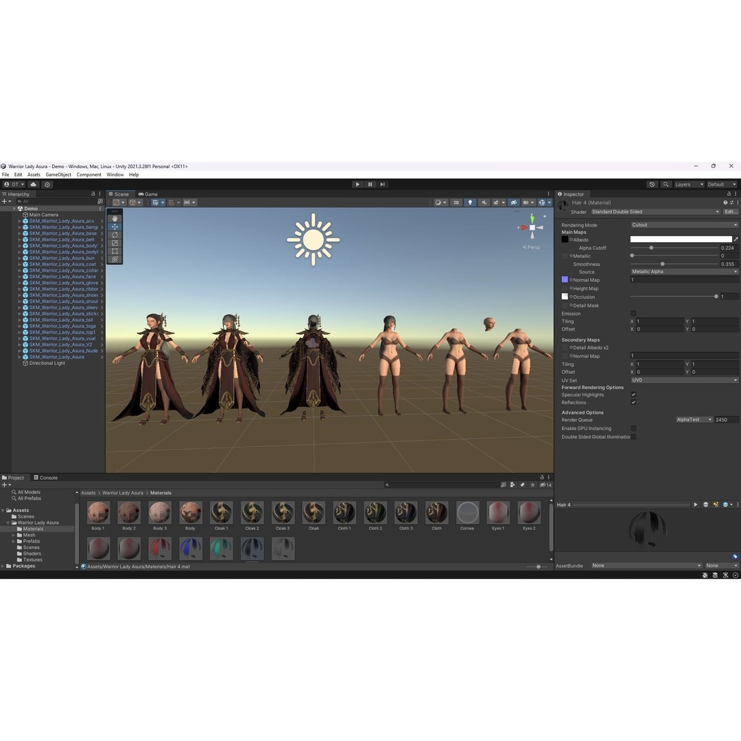 Warrior Lady Asura 3D Model – Low Poly Game-Ready Character, FBX