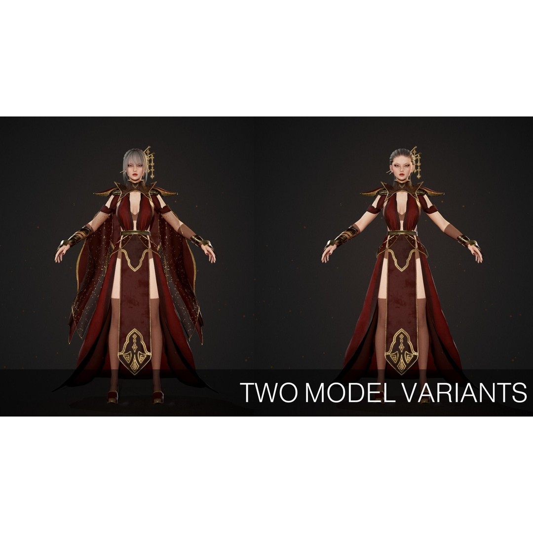 Warrior Lady Asura 3D Model – Low Poly Game-Ready Character, FBX - View 12