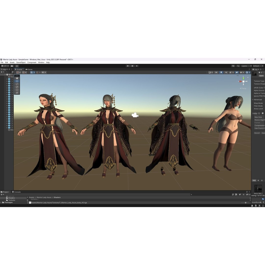 Warrior Lady Asura 3D Model – Low Poly Game-Ready Character, FBX - View 19
