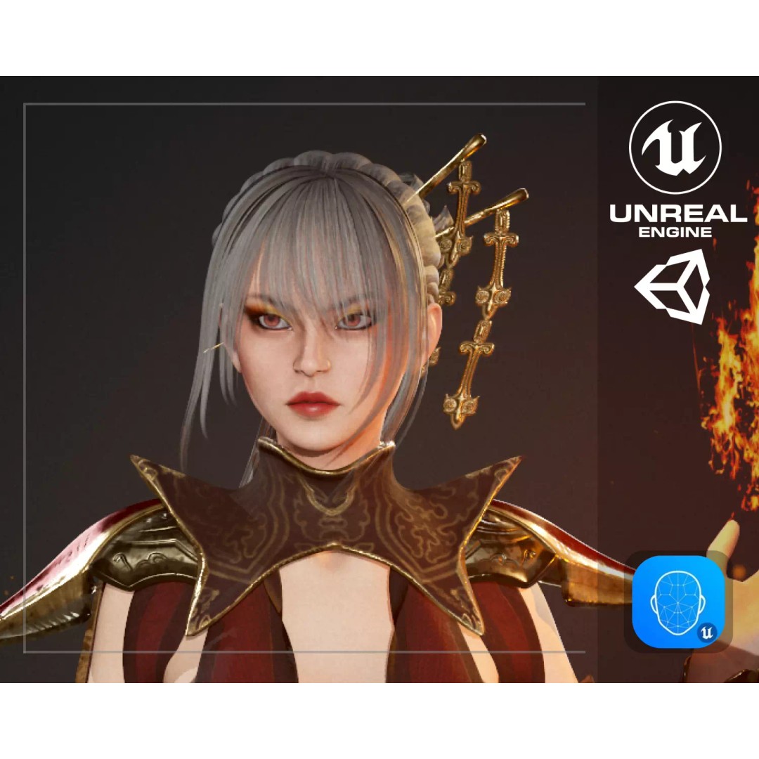 Warrior Lady Asura 3D Model – Low Poly Game-Ready Character, FBX - View 2