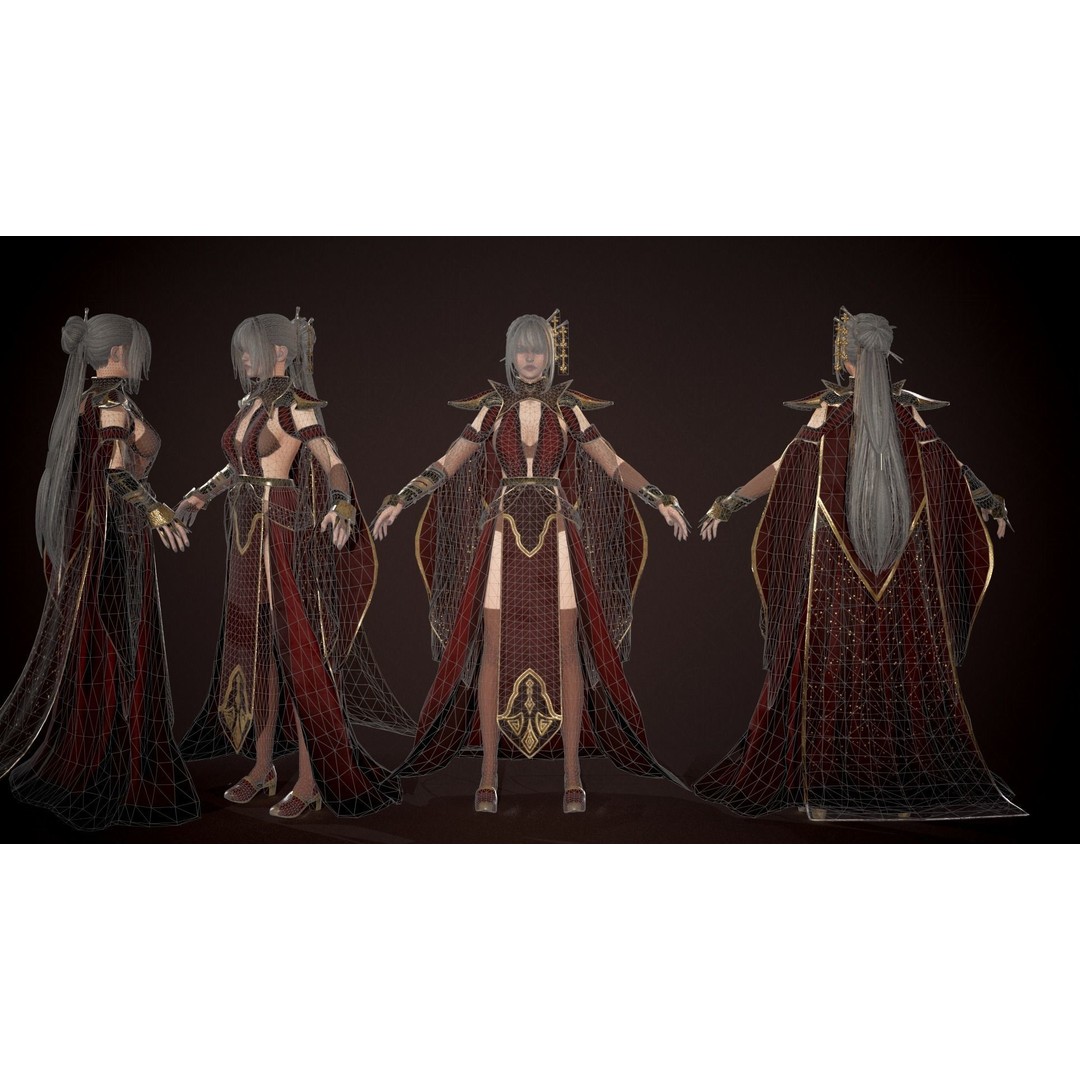 Warrior Lady Asura 3D Model – Low Poly Game-Ready Character, FBX - View 5