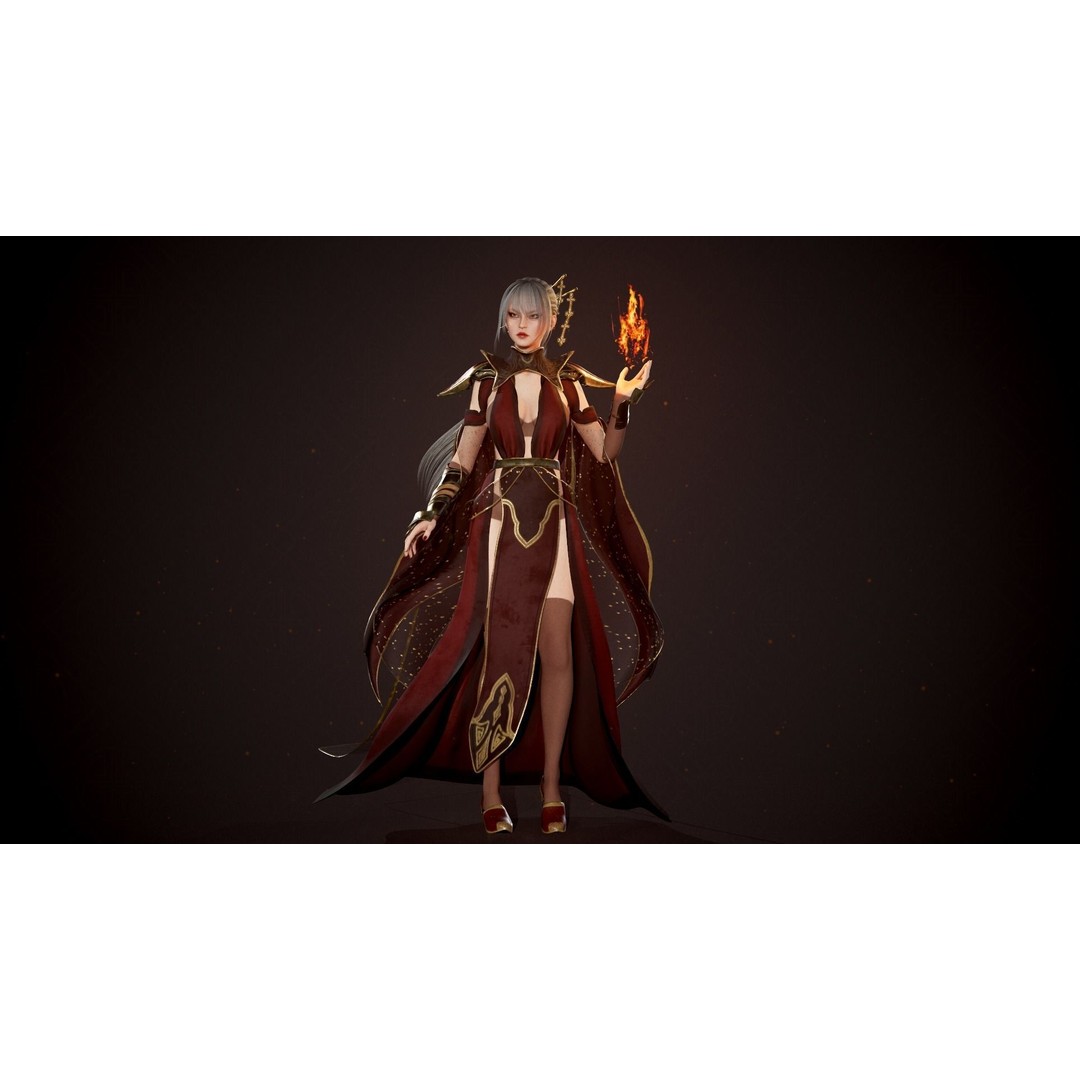 Warrior Lady Asura 3D Model – Low Poly Game-Ready Character, FBX - View 6