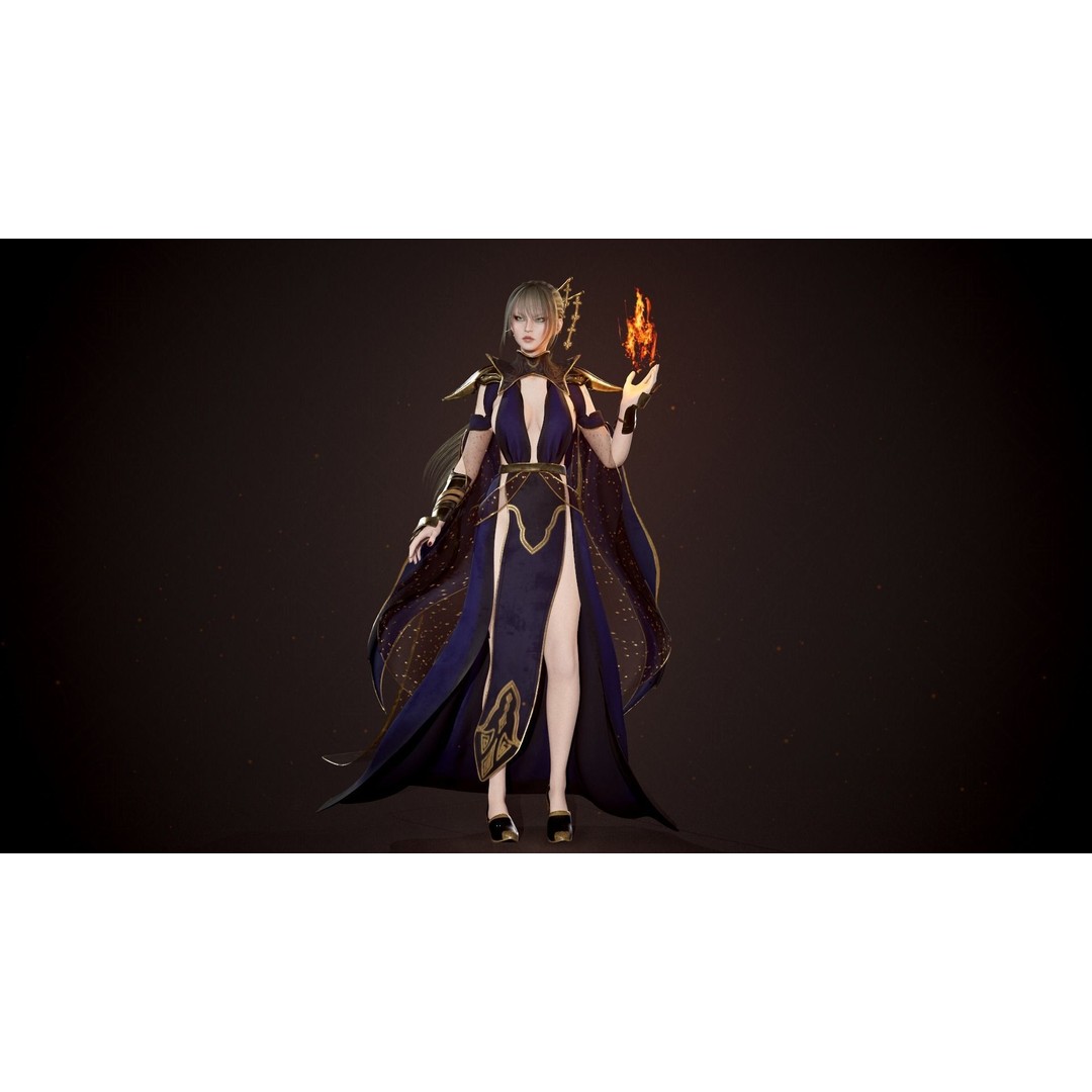 Warrior Lady Asura 3D Model – Low Poly Game-Ready Character, FBX - View 7