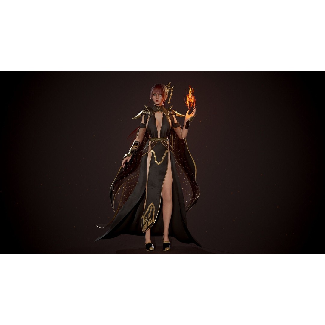 Warrior Lady Asura 3D Model – Low Poly Game-Ready Character, FBX - View 8