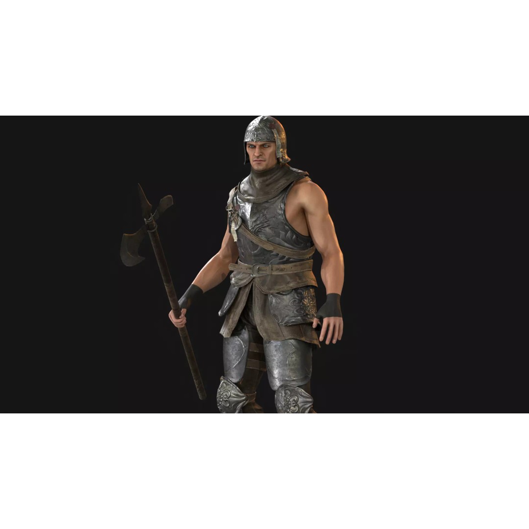 NPC Guardian1 3D Model – Low Poly Game Character, Rigged, FBX - View 10
