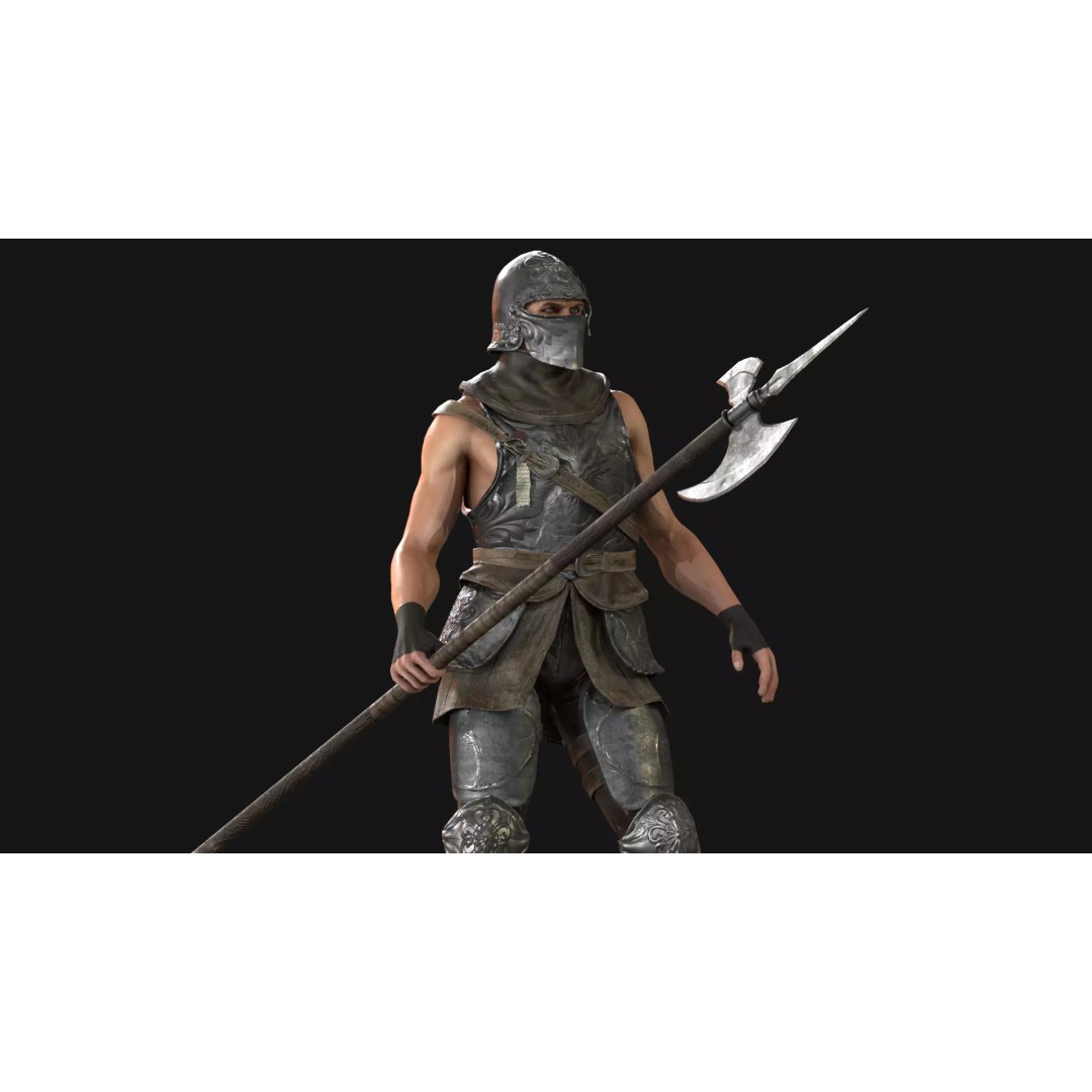 NPC Guardian1 3D Model – Low Poly Game Character, Rigged, FBX - View 11