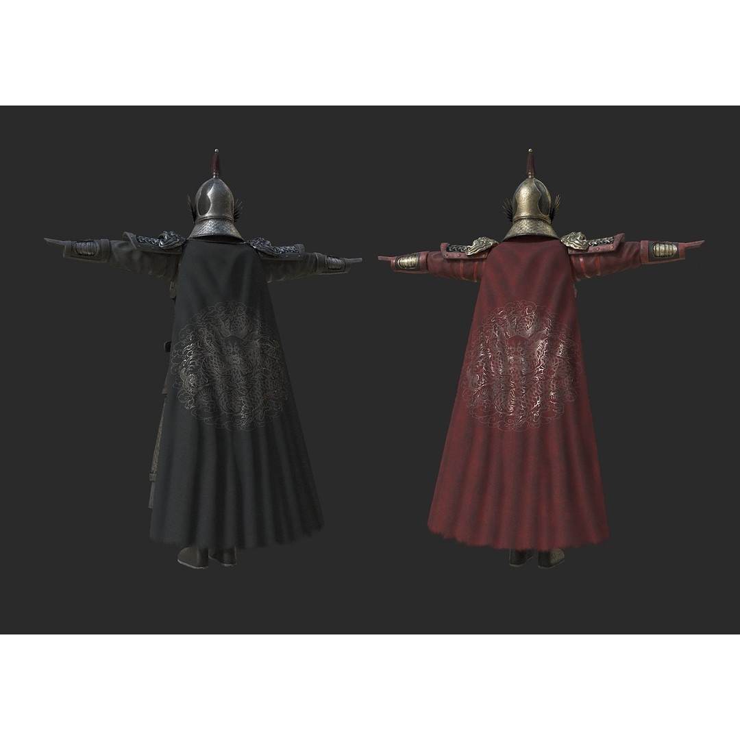 Ming Dynasty General 3D Model – Low Poly Rigged Character, FBX, OBJ - View 10