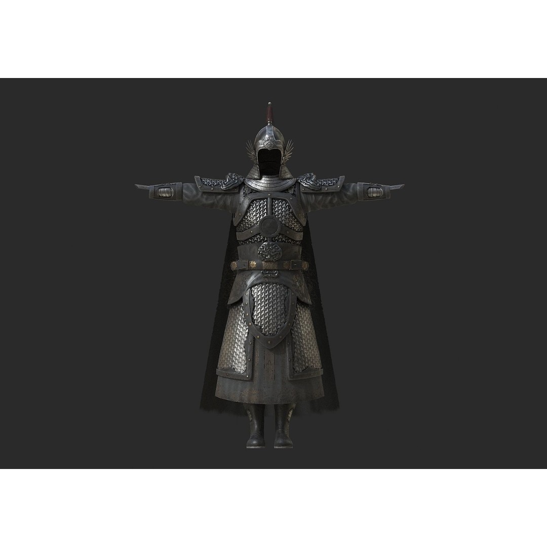 Ming Dynasty General 3D Model – Low Poly Rigged Character, FBX, OBJ - View 12
