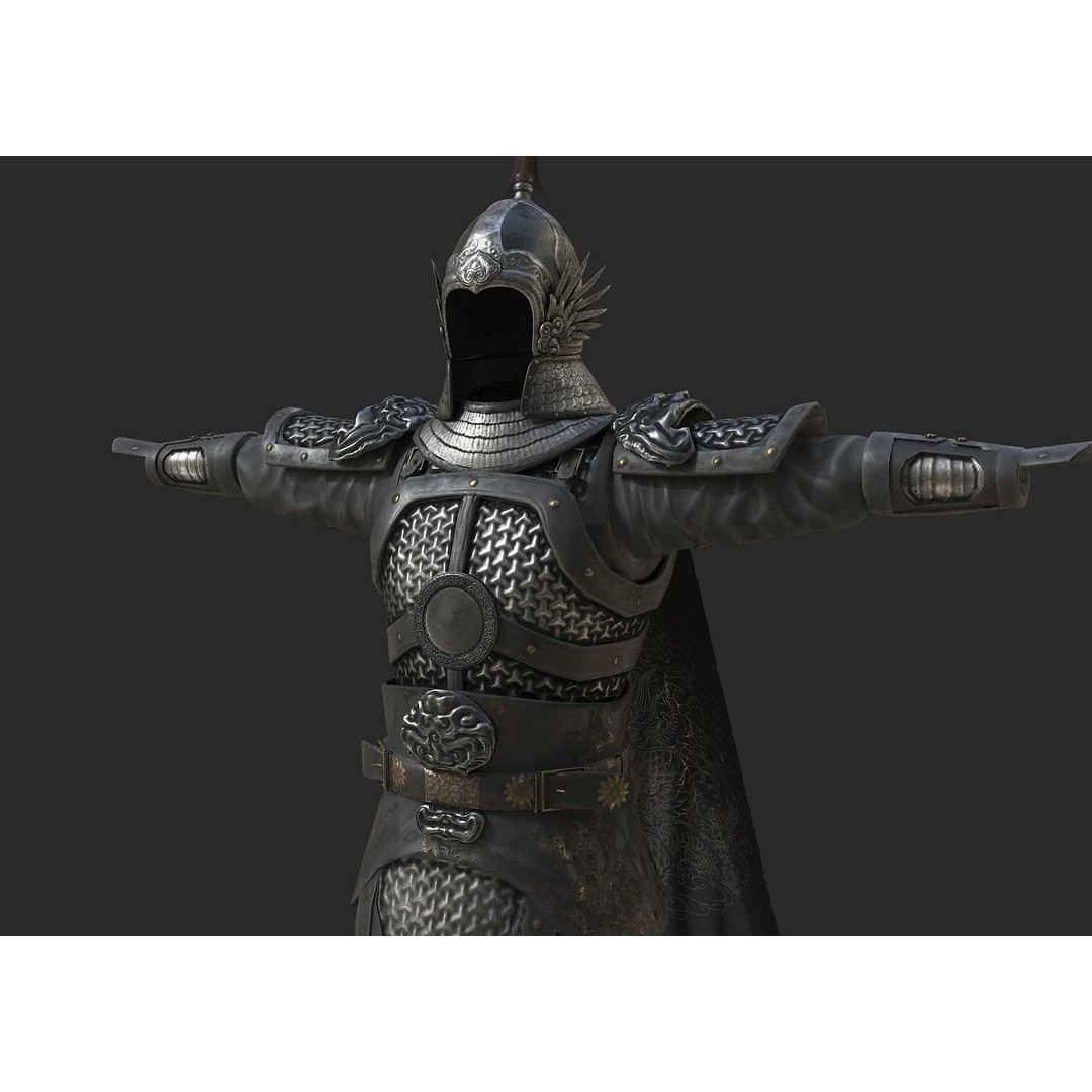Ming Dynasty General 3D Model – Low Poly Rigged Character, FBX, OBJ - View 15
