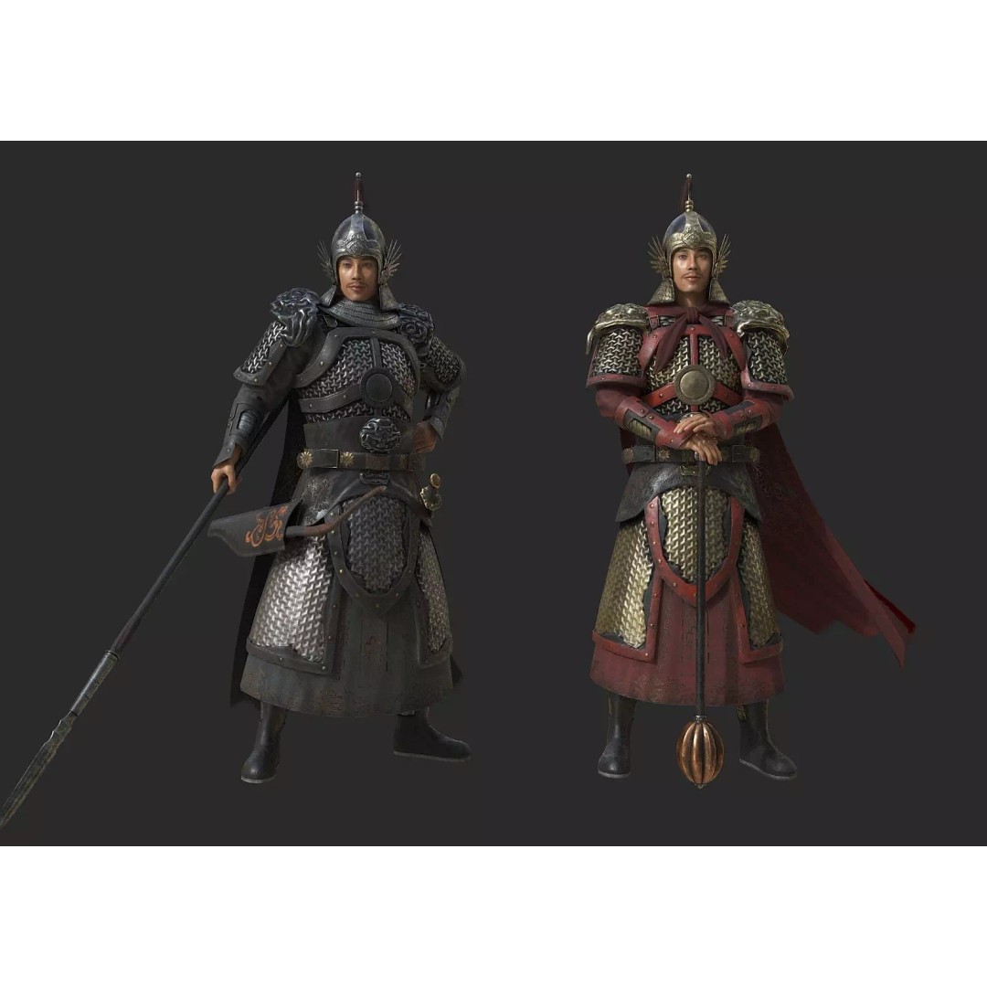 Ming Dynasty General 3D Model – Low Poly Rigged Character, FBX, OBJ - View 2