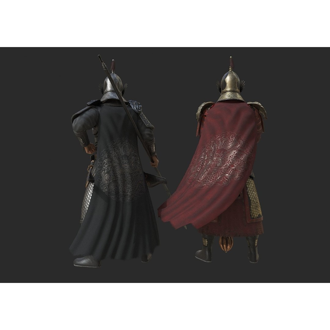 Ming Dynasty General 3D Model – Low Poly Rigged Character, FBX, OBJ - View 3