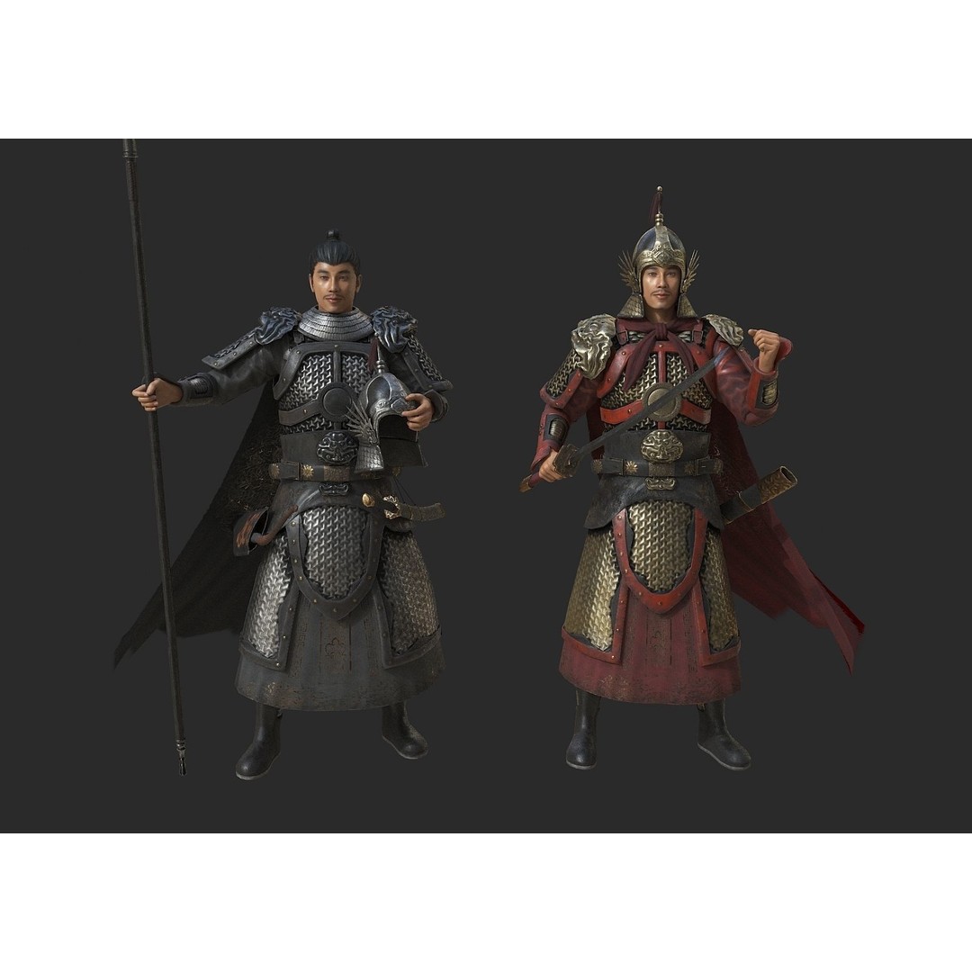 Ming Dynasty General 3D Model – Low Poly Rigged Character, FBX, OBJ - View 4