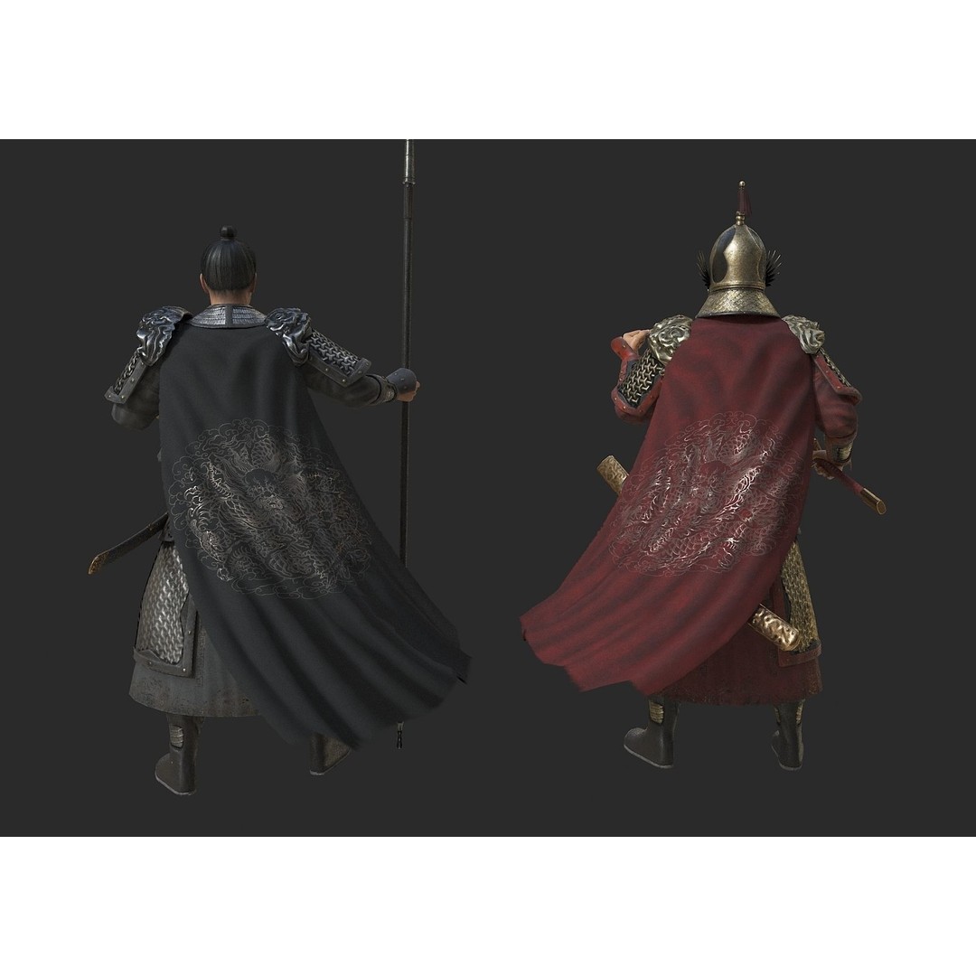 Ming Dynasty General 3D Model – Low Poly Rigged Character, FBX, OBJ - View 5