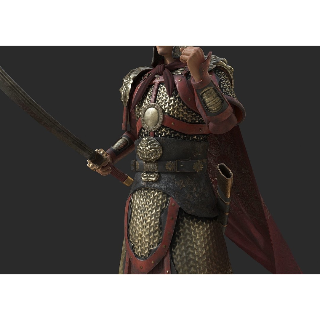 Ming Dynasty General 3D Model – Low Poly Rigged Character, FBX, OBJ - View 7