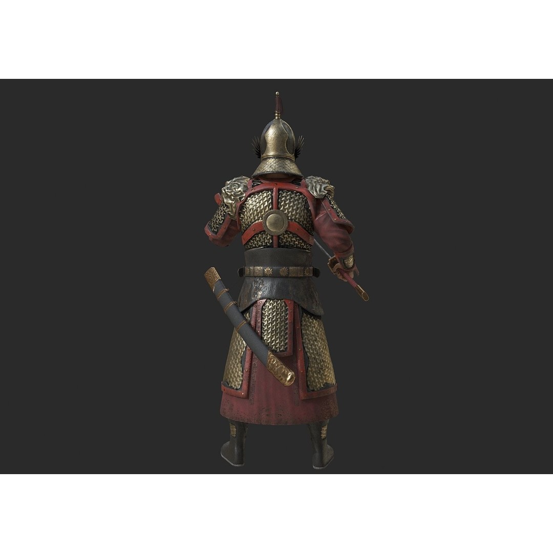 Ming Dynasty General 3D Model – Low Poly Rigged Character, FBX, OBJ - View 8