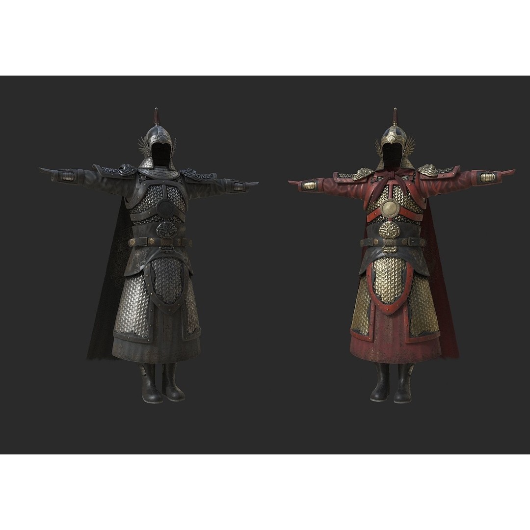 Ming Dynasty General 3D Model – Low Poly Rigged Character, FBX, OBJ - View 9
