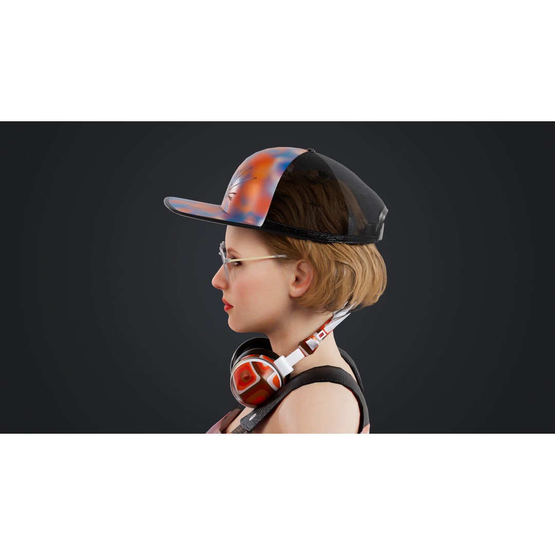 HipHop Girl 3D Model – Rigged Character for Animation, FBX, OBJ - View 10