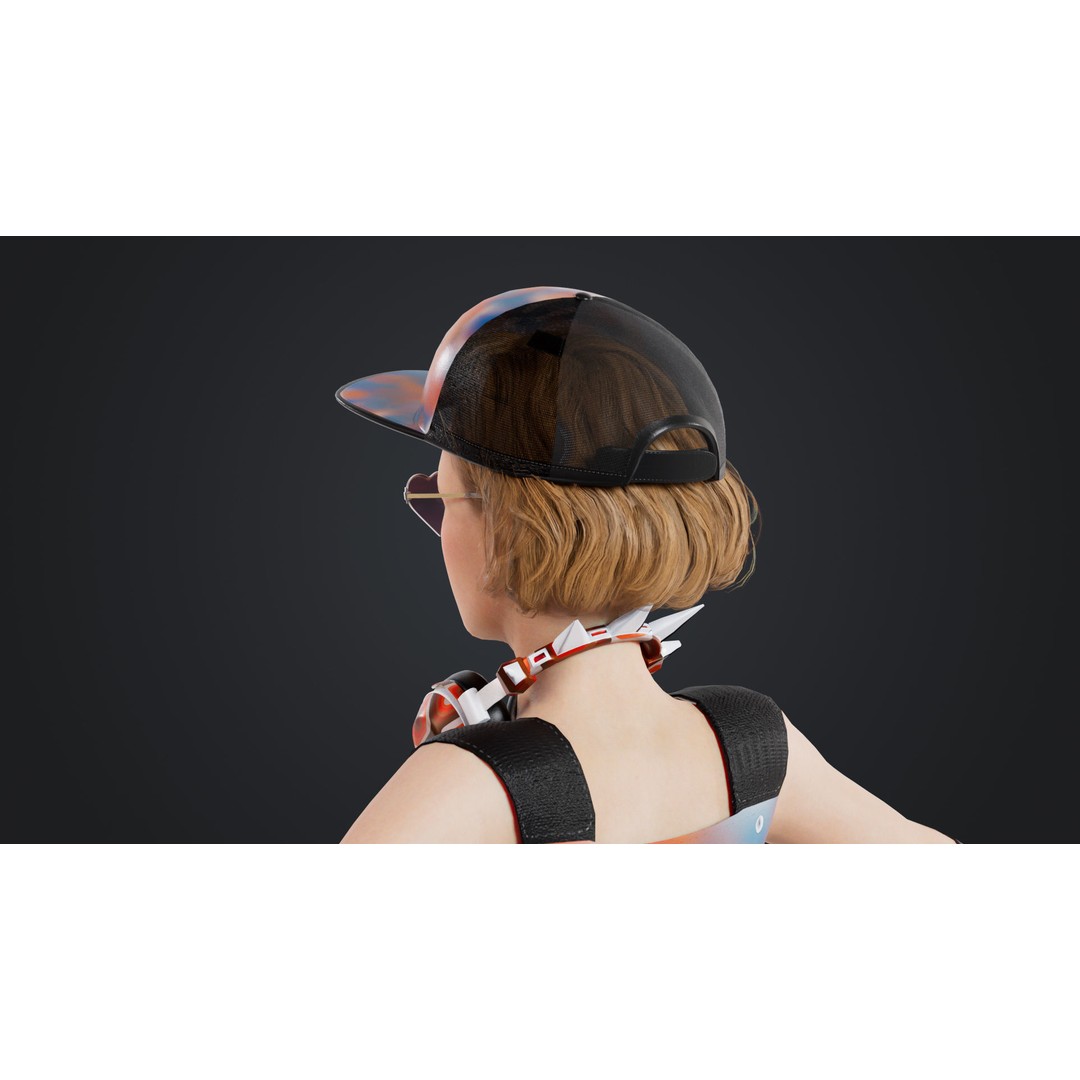 HipHop Girl 3D Model – Rigged Character for Animation, FBX, OBJ - View 11