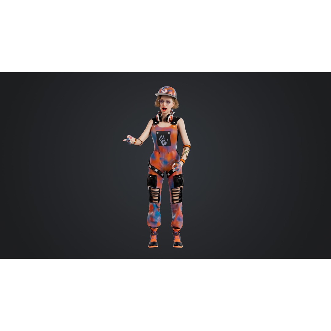 HipHop Girl 3D Model – Rigged Character for Animation, FBX, OBJ - View 17