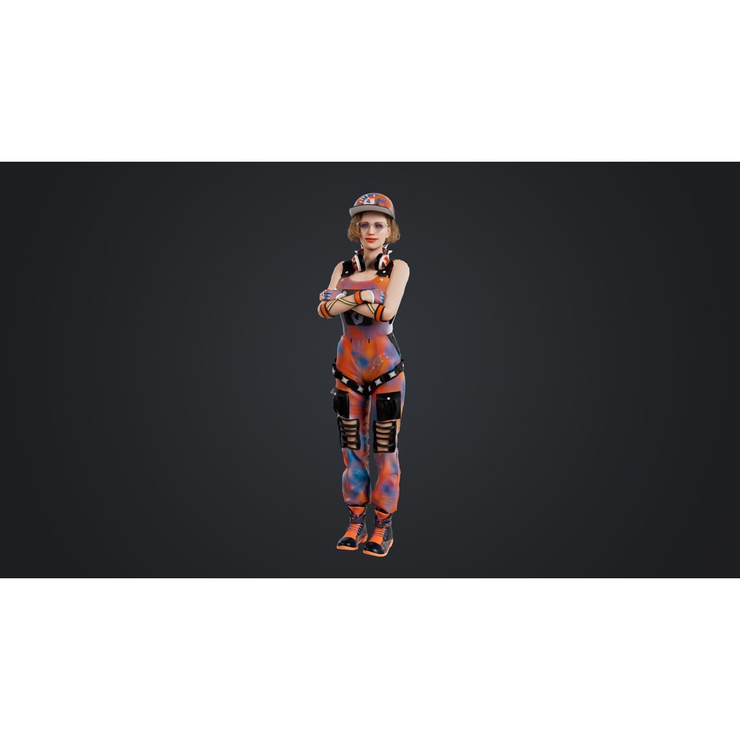 HipHop Girl 3D Model – Rigged Character for Animation, FBX, OBJ - View 18