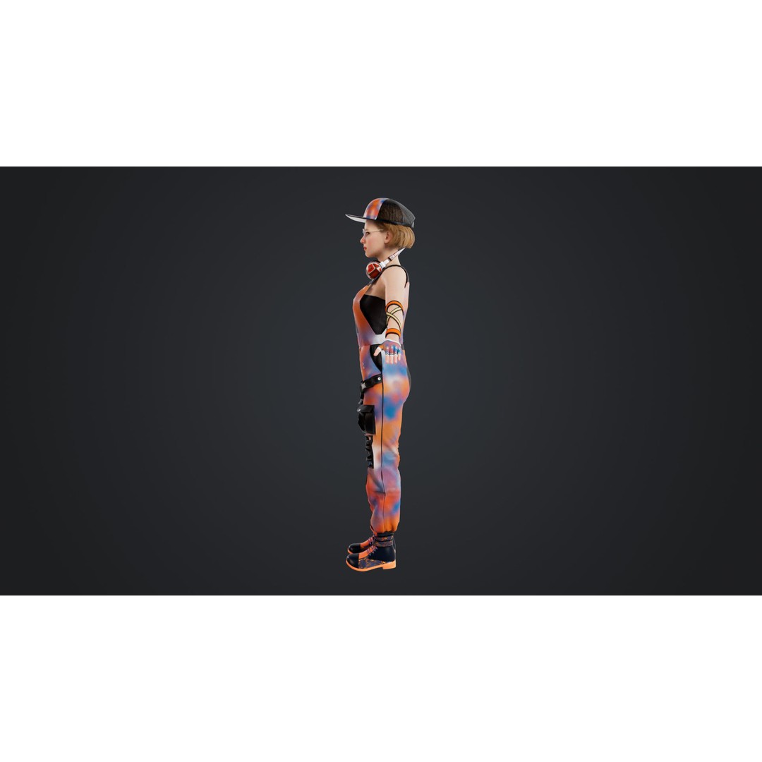 HipHop Girl 3D Model – Rigged Character for Animation, FBX, OBJ - View 5