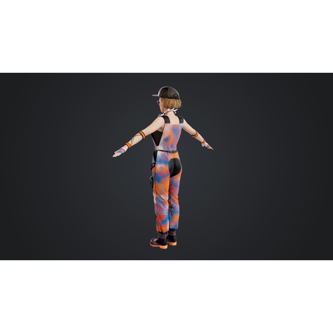 HipHop Girl 3D Model – Rigged Character for Animation, FBX, OBJ - View 6