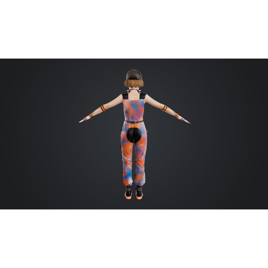 HipHop Girl 3D Model – Rigged Character for Animation, FBX, OBJ - View 7