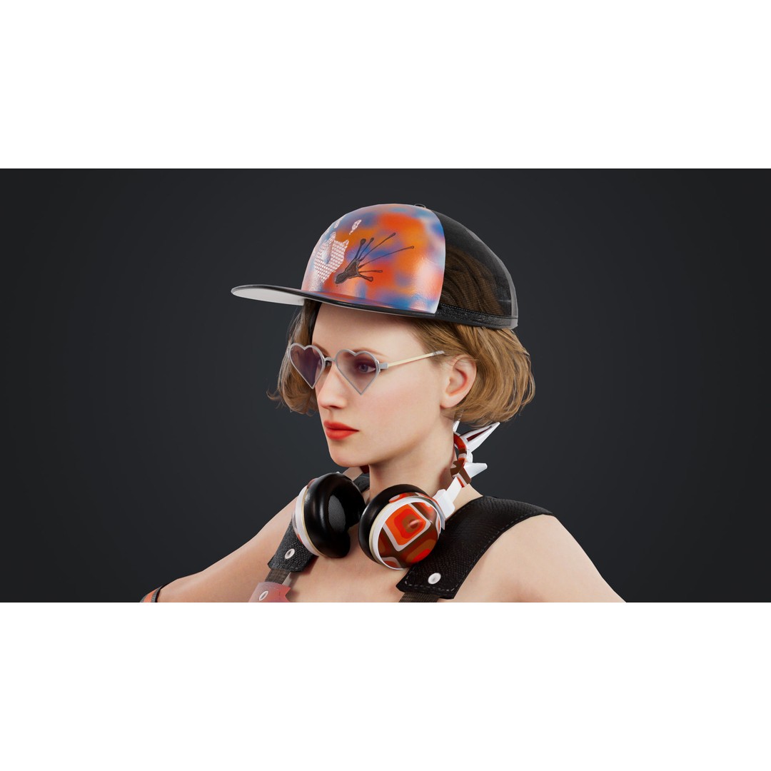 HipHop Girl 3D Model – Rigged Character for Animation, FBX, OBJ - View 9