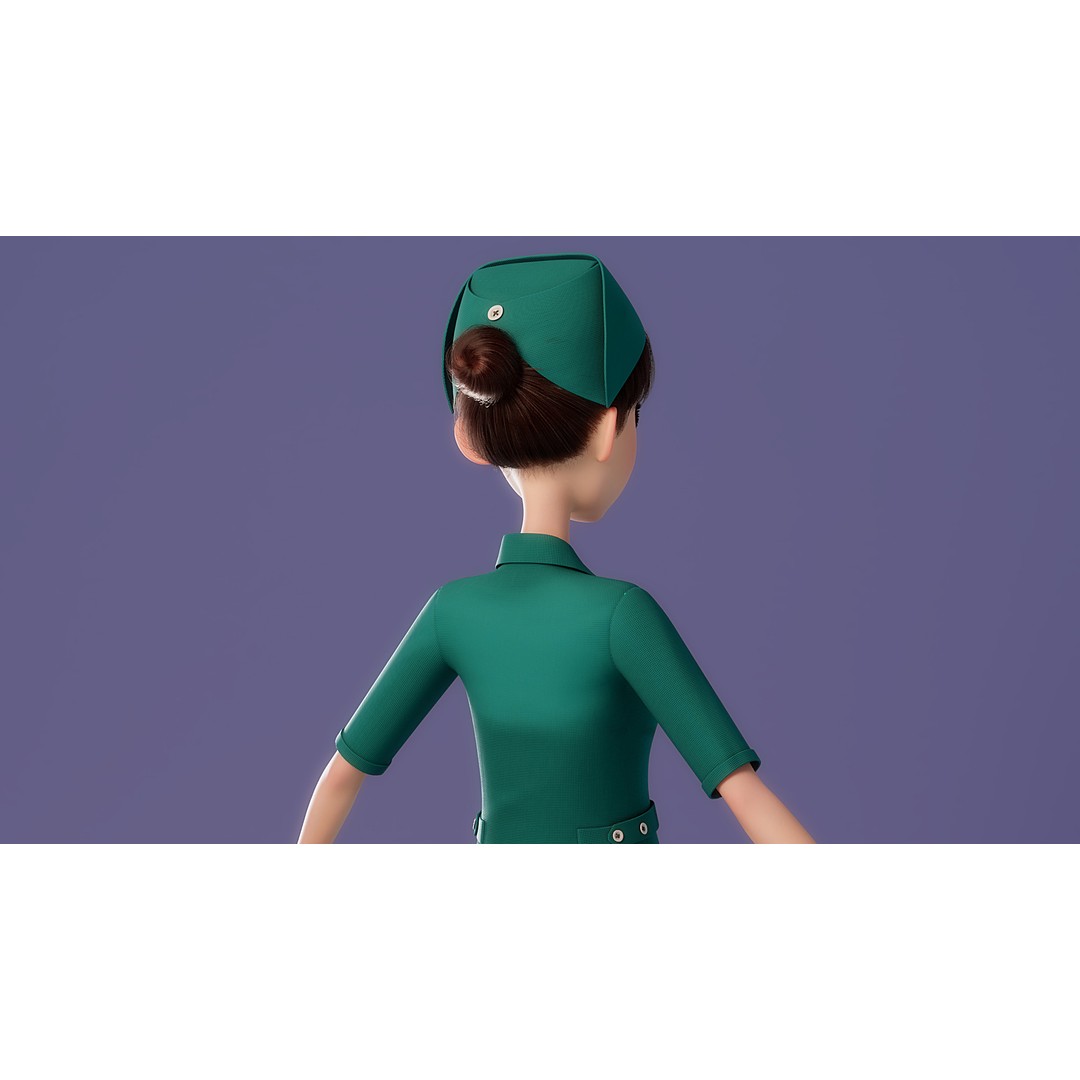 Cartoon Nurse 3D Model – Rigged Character for Animation, FBX - View 11