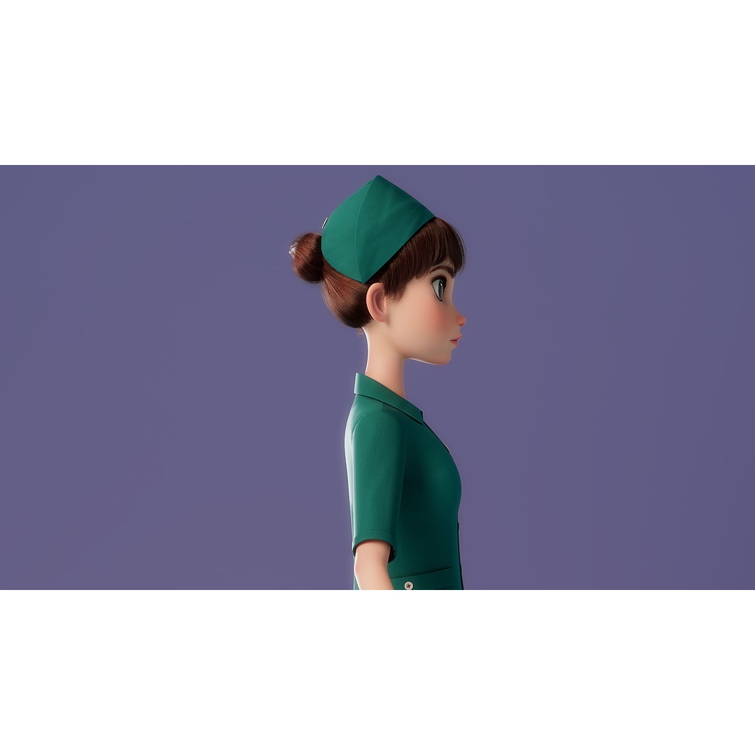 Cartoon Nurse 3D Model – Rigged Character for Animation, FBX - View 12