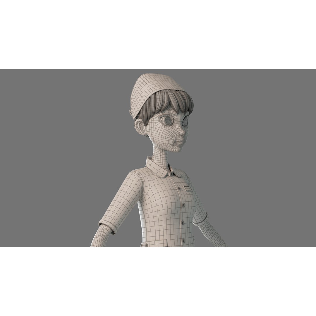 Cartoon Nurse 3D Model – Rigged Character for Animation, FBX - View 23
