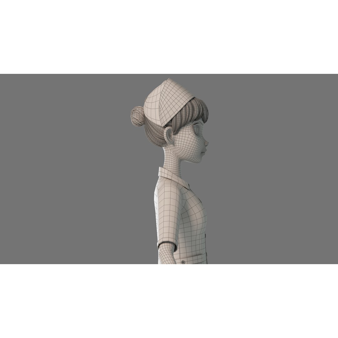 Cartoon Nurse 3D Model – Rigged Character for Animation, FBX - View 25