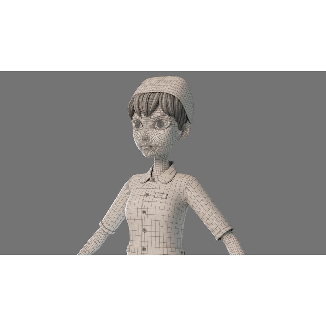 Cartoon Nurse 3D Model – Rigged Character for Animation, FBX - View 26