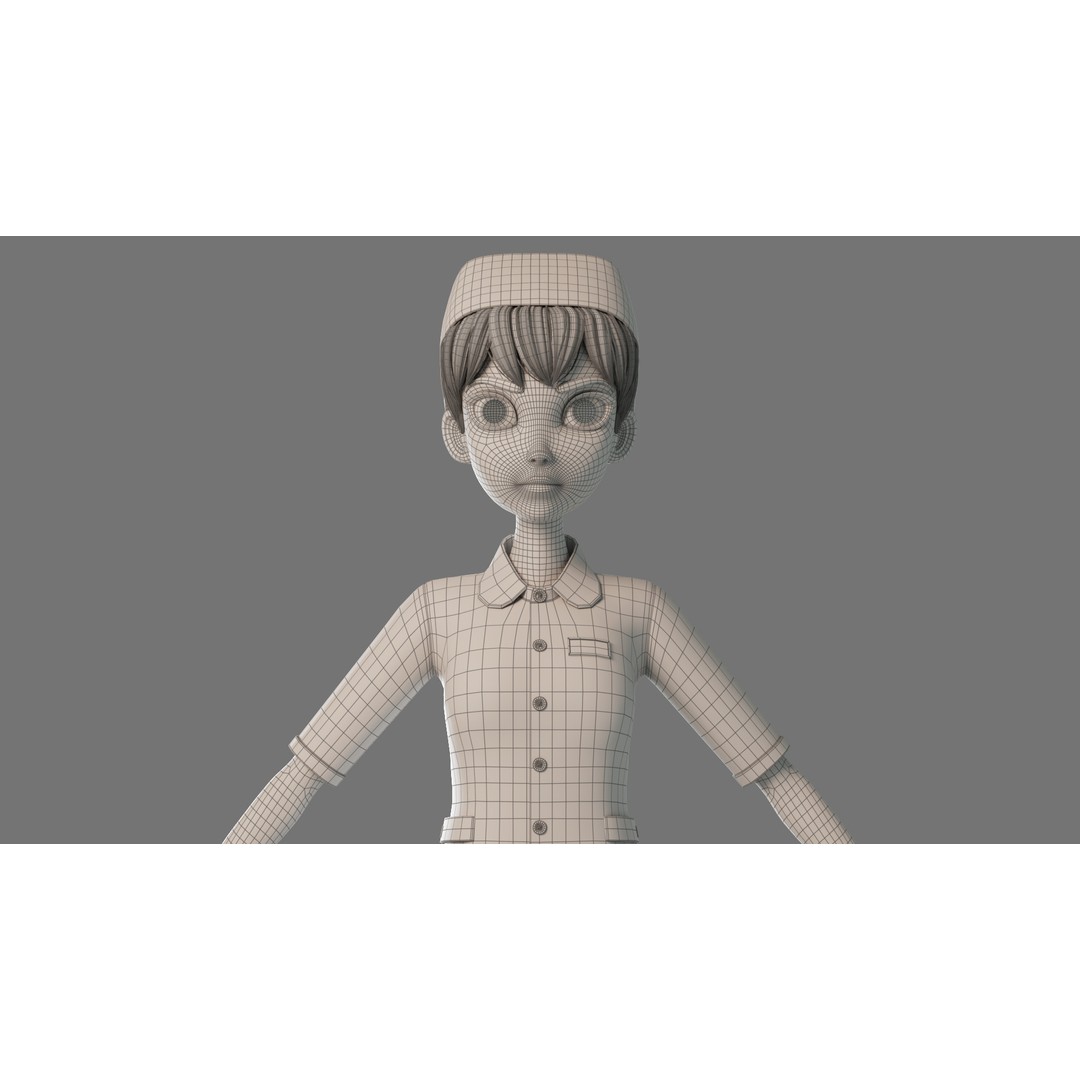 Cartoon Nurse 3D Model – Rigged Character for Animation, FBX - View 27