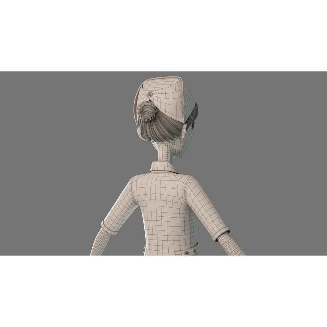 Cartoon Nurse 3D Model – Rigged Character for Animation, FBX - View 28